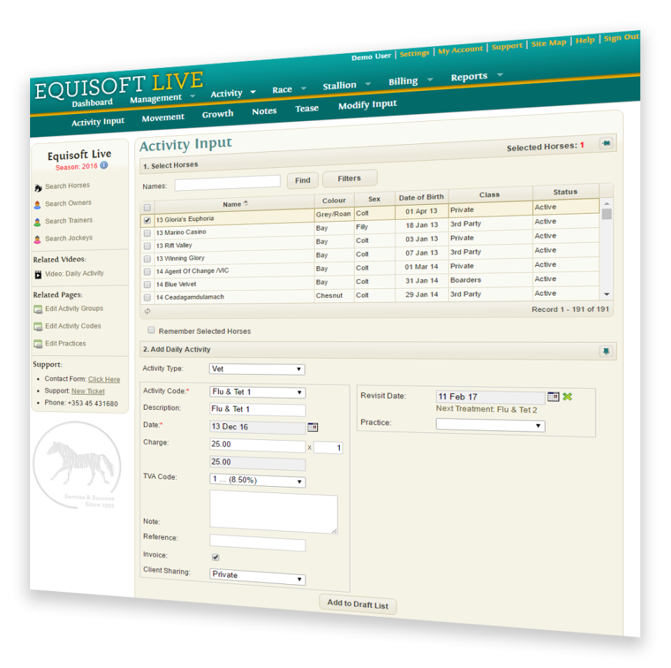 screenshot of Equisoft Live